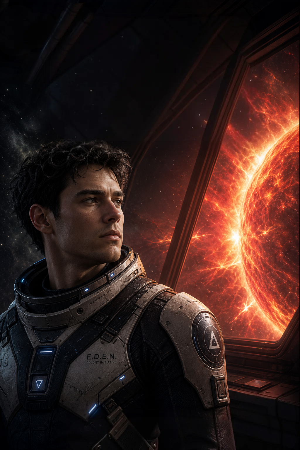 Ashes of Eden — cover art featuring Commander Eden Voss